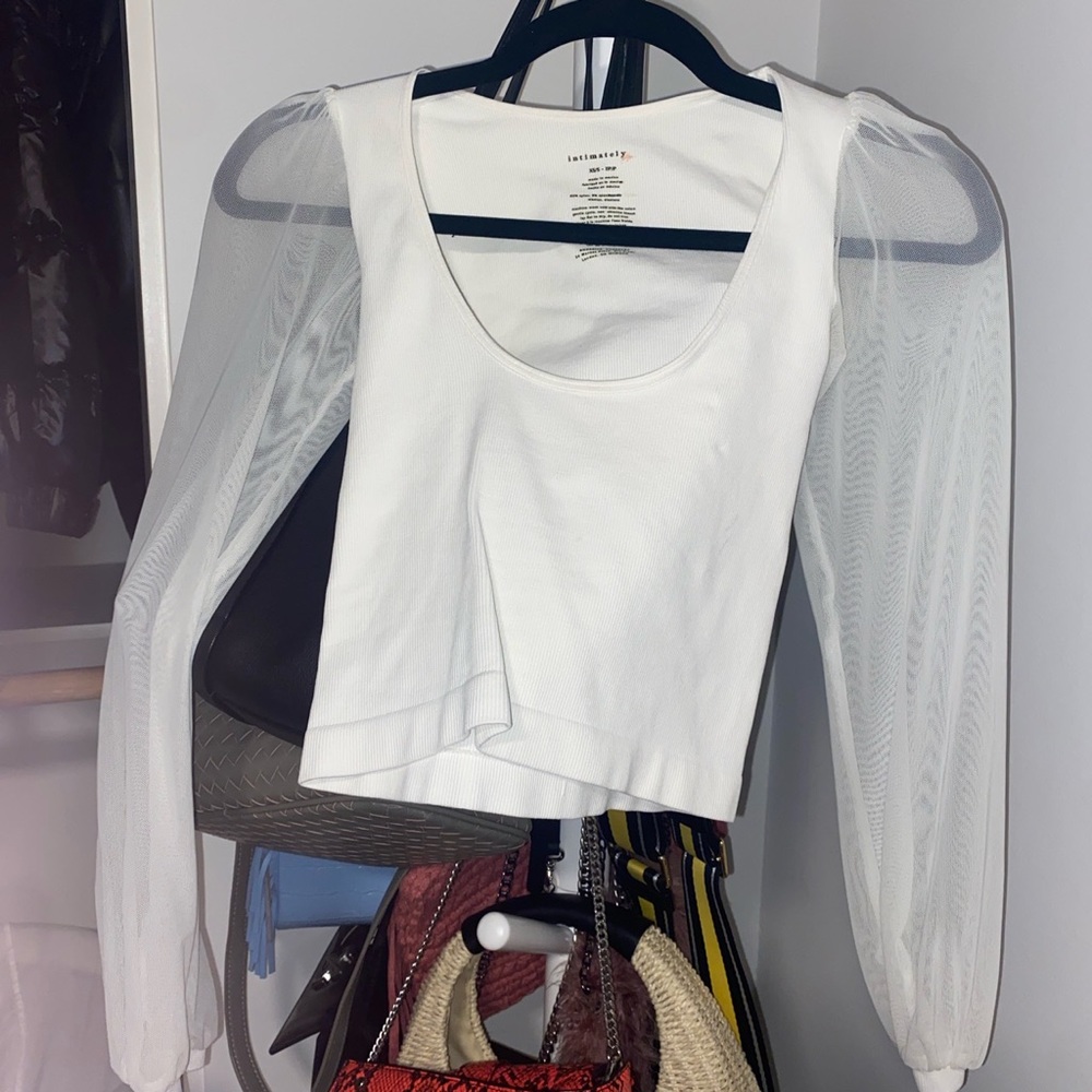 Free People Intimately ribbed crop top w/ sheer